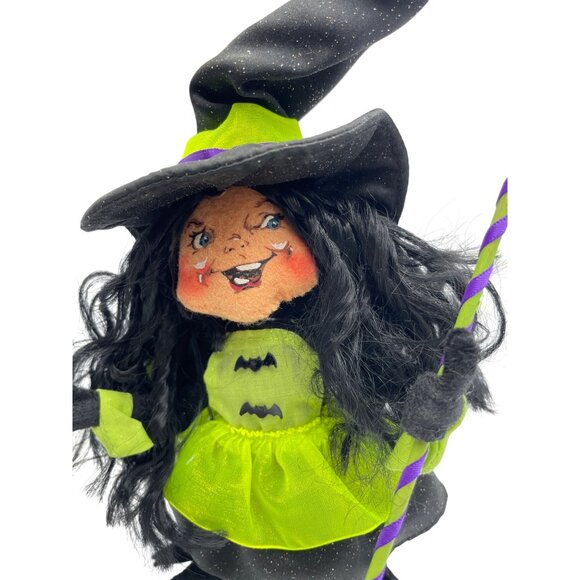 Annalee 2009 Sparkle Witch Elf Figurine Halloween Decor With Broom - Picture 2 of 16